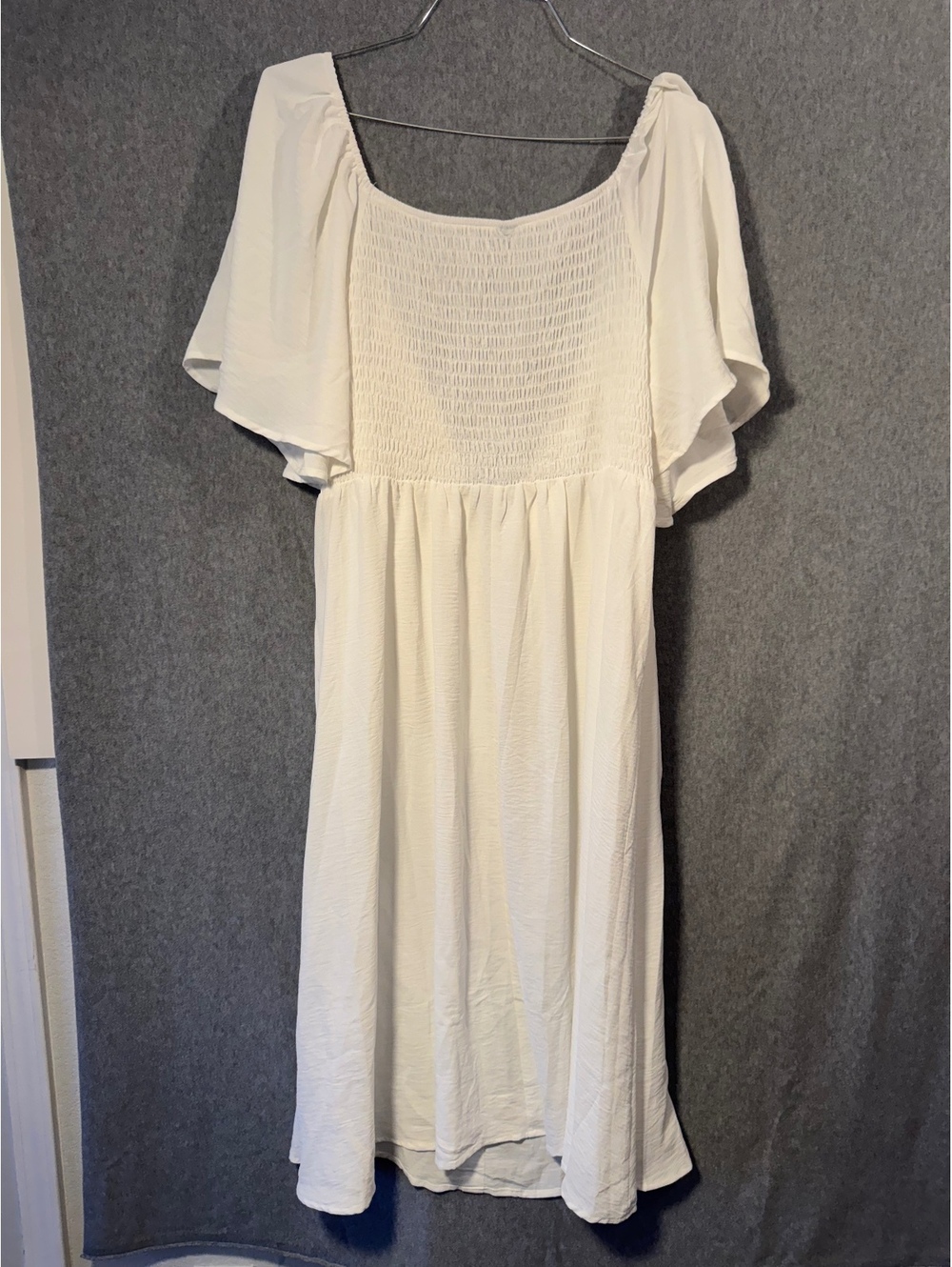 ScorMchic Cream Flutter Sleeve Midi Dress 1XL
